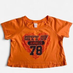 Y2K orange city of angels crop top